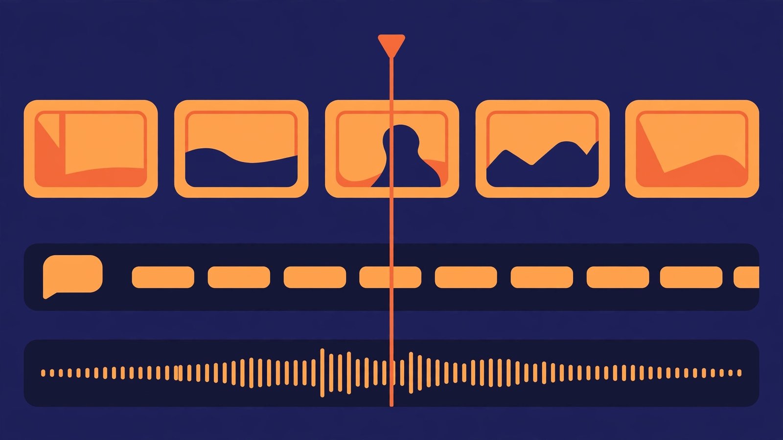 Illustration of a short-form video being assembled on an editing timeline
